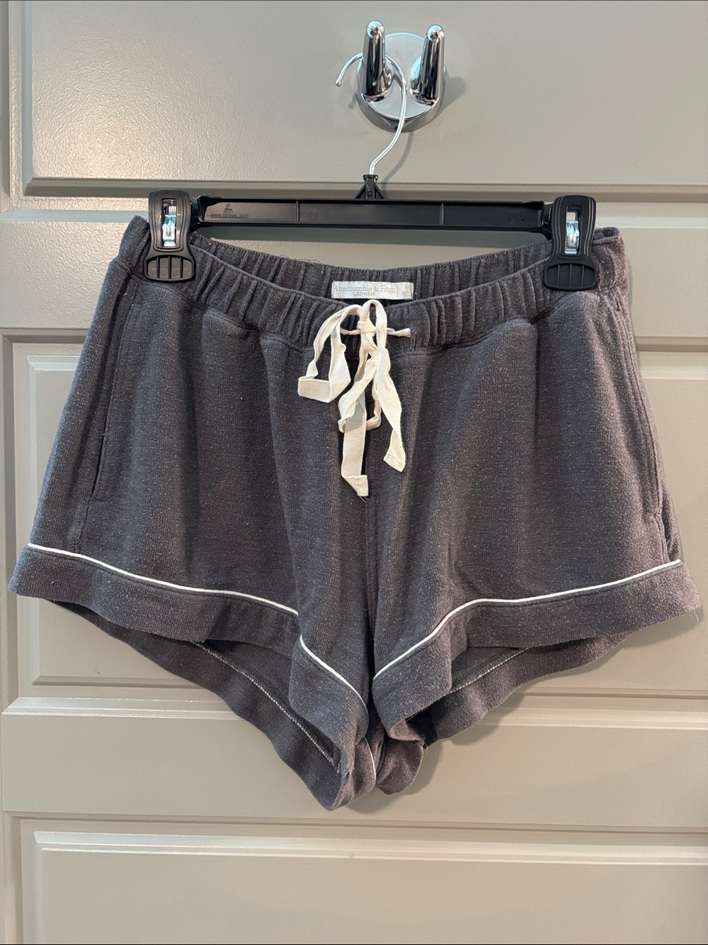 Abercrombie & Fitch Women's Cozy Drawstring Lounge Shorts - Charcoal Gray
